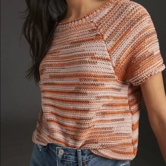 Maeve Sweaters - Maeve Ada Sweater Tee- Space Dye Orange- Medium